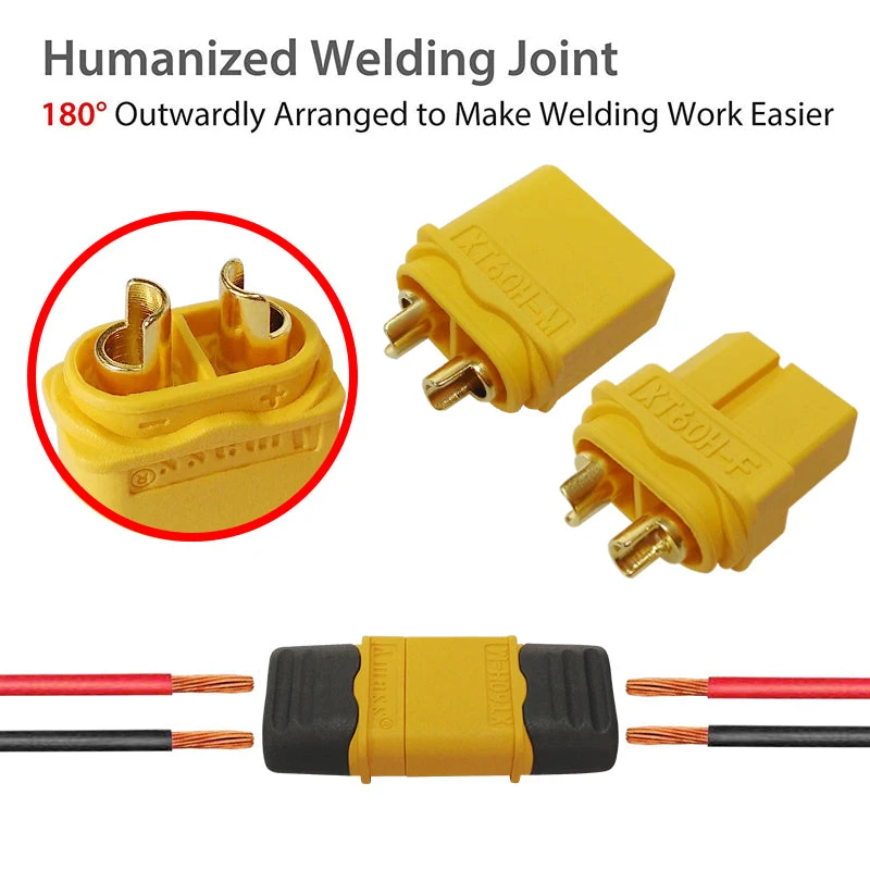 XT60 Connectors By Amass Yellow 2 Pairs - Image 3