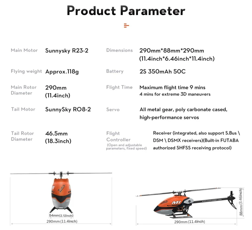 OMPHobby M1 RC Helicopter FHSS Protocol Version - Image 7