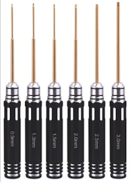 Hex Screw Driver Set Extended Titanium Nitride Coated Tips 6pcs Tools Kit (0.9mm 1.3mm 1.5mm 2.0mm 2.5mm 3.0mm) - Image 4