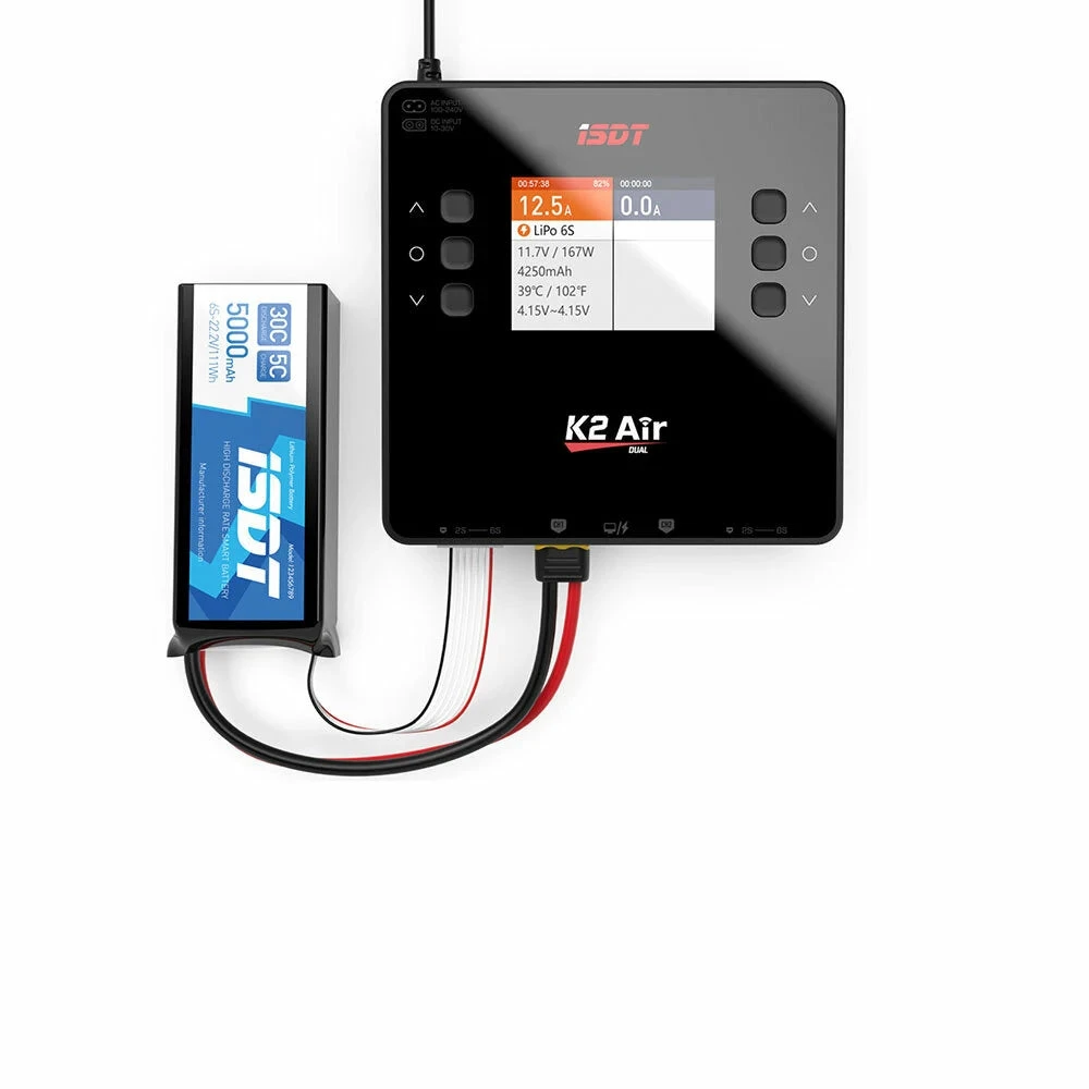 ISDT K2 Air AC 200W DC 500Wx2 20A Dual Channel Balance Lipo Charger Discharger - Image 2