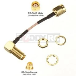 5CM RP-SMA Male To 90 Degree RP-SMA Female Cable