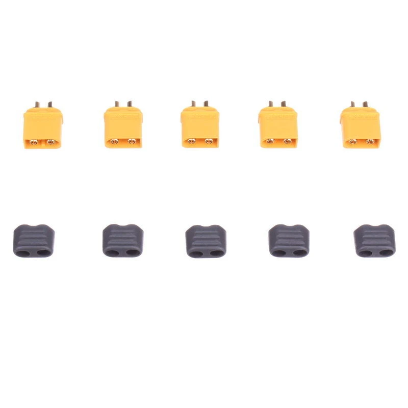XT60 Male Connectors With Insulating Caps By Amass For Charger ESC 5 Pieces