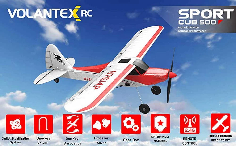 VOLANTEX RC Sport Cub 500 4Ch RC Trainer Airplane W- 6-Axis Gyro One-key Aerobatic Park Flyer (761-4) RTF - Image 2