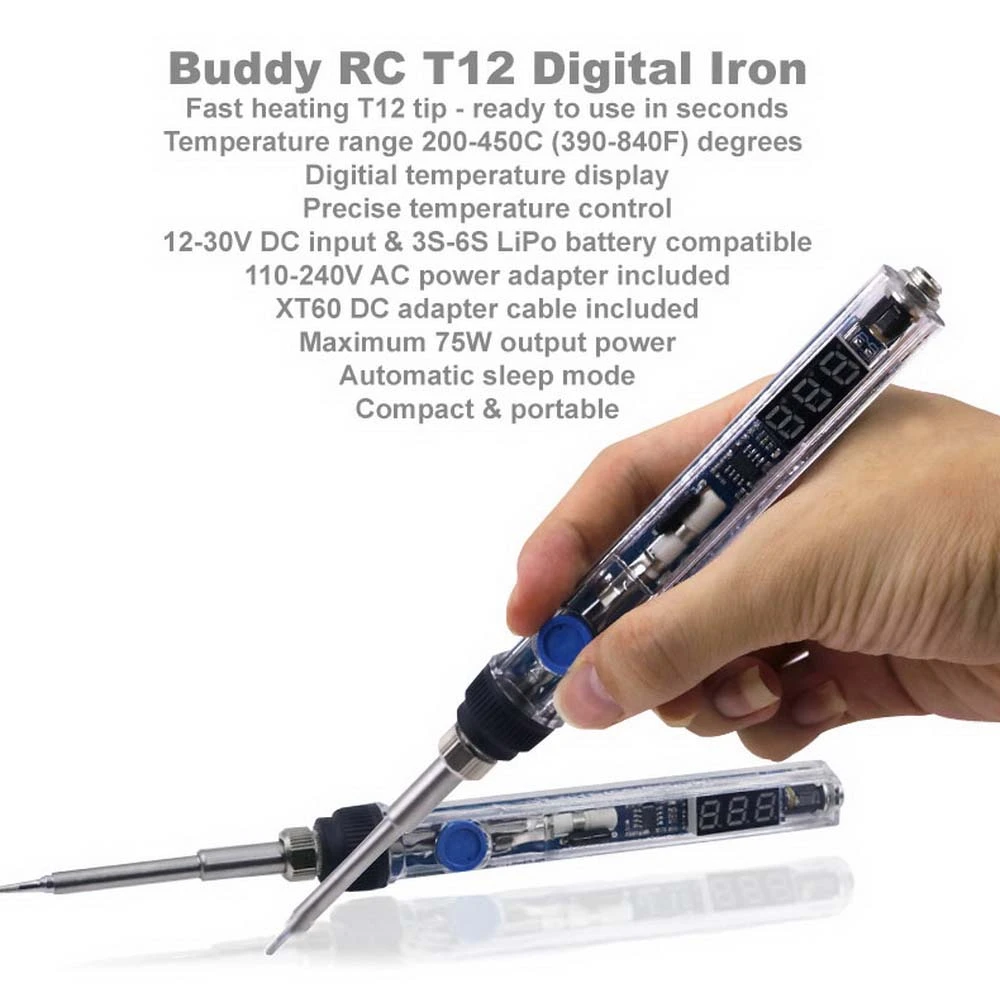 Buddy RC T12 Digital Fast Heating Soldering Iron With 2 Tips & Power Adapter