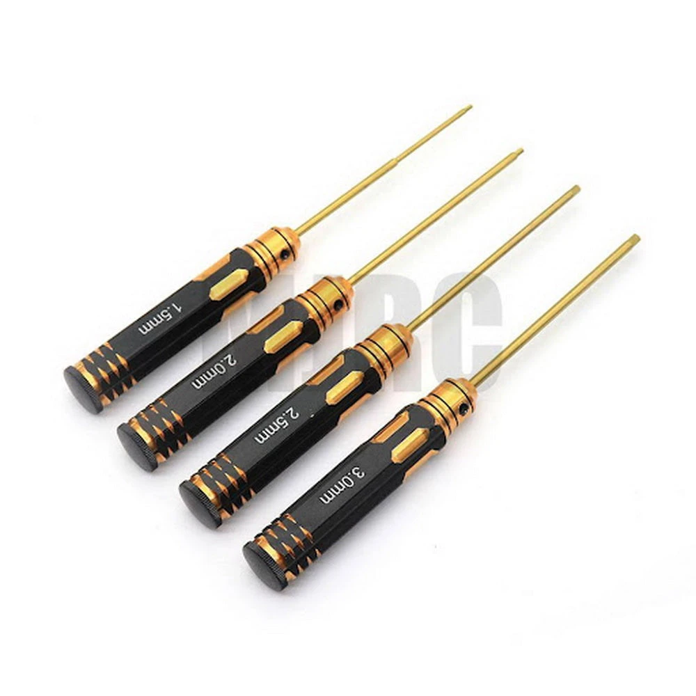 Hex Screw Driver Set Titanium Nitride Coated Tips 4pcs Tools Kit (1.5mm 2.0mm 2.5mm 3.0mm)